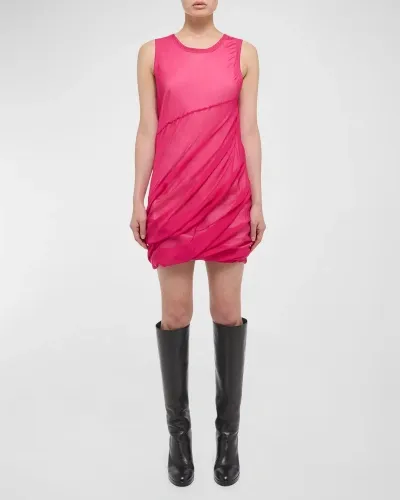 Helmut Lang Sleeveless Silk Bubble Mini Dress In Fuchsia