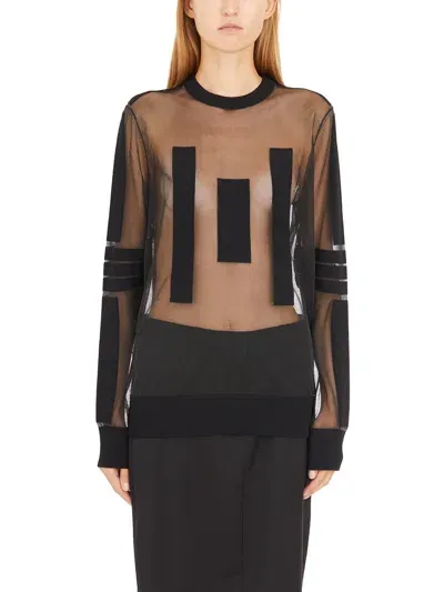 Helmut Lang Top Trasparente Girocollo In Black