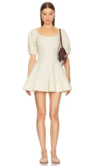 Helsa Poplin Sculptural Mini Dress In Hay