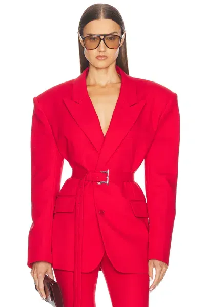 Helsa The Belted Blazer In Lipstick Red