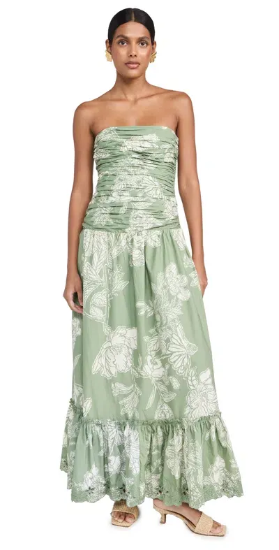 Hemant & Nandita Strapless Long Dress Green