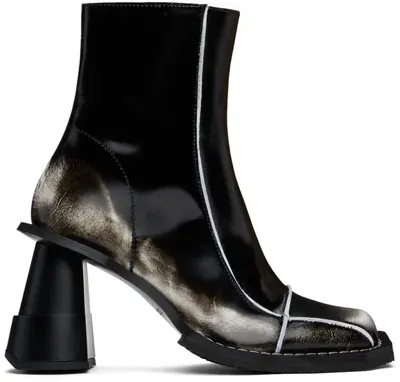 Henrik Vibskov Black & White Elle Driver Boots In White Brush Off