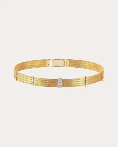 Her Story Small Five Line Sticks 14k Yellow Gold Diamond Choker