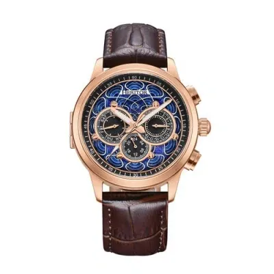 Heritor Automatic Apostle Leather-band Watch W/ Day/date In Rose Gold/brown