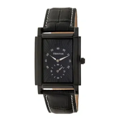 Heritor Automatic Frederick Leather-band Watch In Black