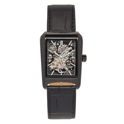 Heritor Automatic Wyatt Skeleton Watch In Black