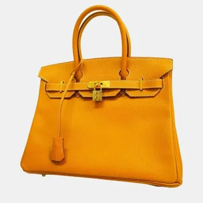 Pre-owned Hermes Ardennes Natural Birkin 30 C Engraved Ladies Handbag In Orange