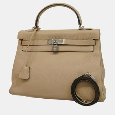 Pre-owned Hermes Beige Togo Kelly 32 G Stamp Ladies Handbag