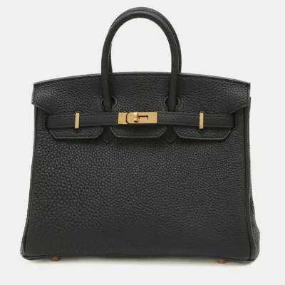 Pre-owned Hermes Black Rose Togo Birkin 25 Handbag