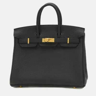 Pre-owned Hermes Black Togo Birkin 25 Handbag