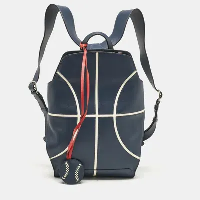 Pre-owned Hermes Bleu De Malte/craie Evercolor Leather Cityback 27 Basketball Backpack In Blue