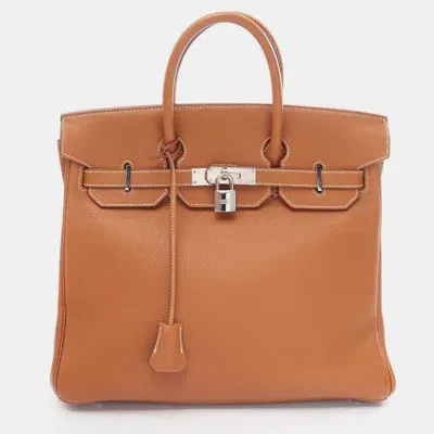 Pre-owned Hermes Brown Leather Togo Birkin 32 Bag