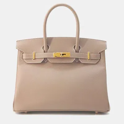 Pre-owned Hermes Etoupe Epsom Birkin Bag Size 30 In Beige