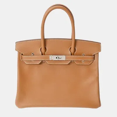 Pre-owned Hermes Gold Epsom Leather Birkin 30 Handbag