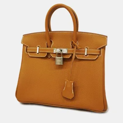 Pre-owned Hermes Gold Togo Birkin Stamp Handbag