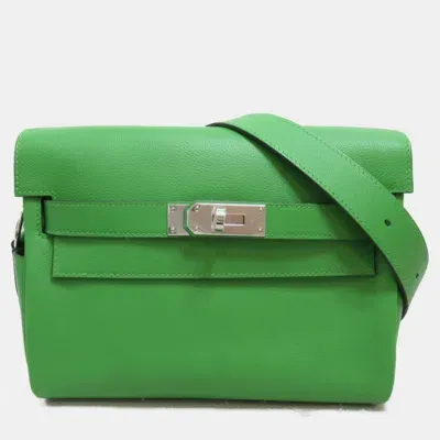 Pre-owned Hermes Green Vert Yucca Evercolor Leather Kelly Messenger Bag Pm