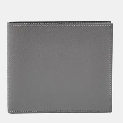 Pre-owned Hermes Gris Epsom Leather Mc² Copernic Wallet In Grey