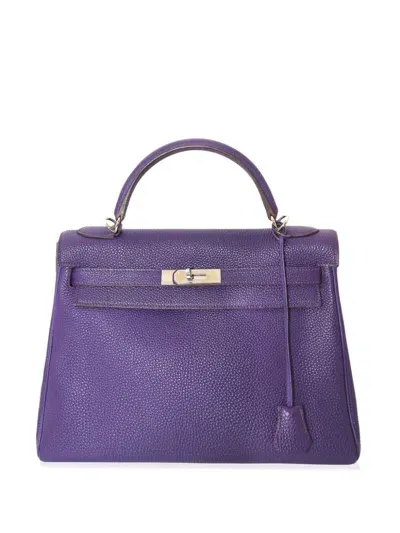 Pre-owned Hermes Kelly 32 Tote Bag In Purple