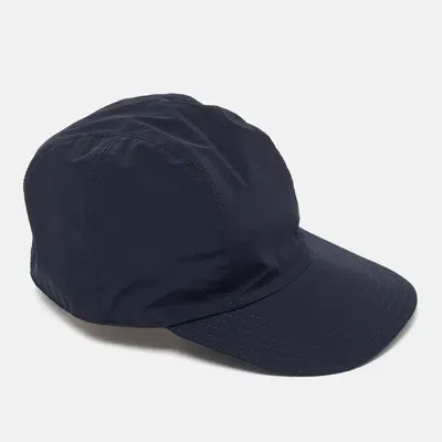 Pre-owned Hermes Navy Blue Printed Nylon Reversible Roger Cap M