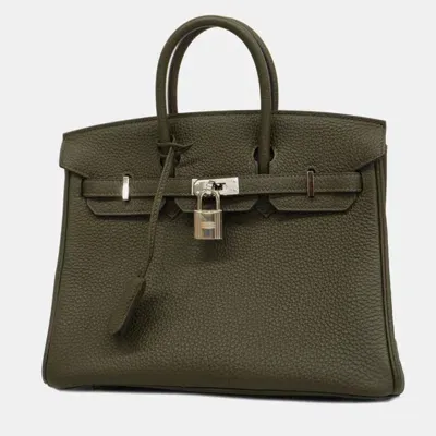 Pre-owned Hermes Olive Green Togo Birkin Stamp Handbag