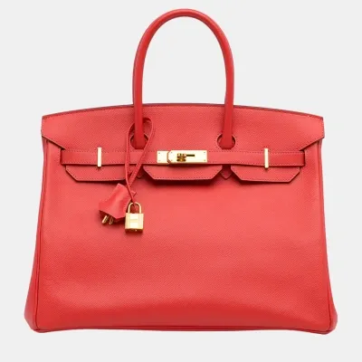 Pre-owned Hermes Red 2016 Epsom Birkin 35