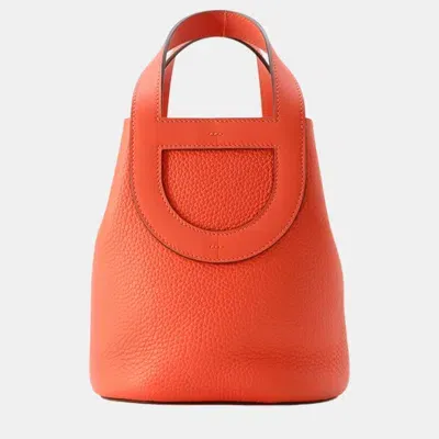 Pre-owned Hermes Rose Texas Taurillon Cleansing Swift Leather 18 In The Loop Tote Bag In Orange