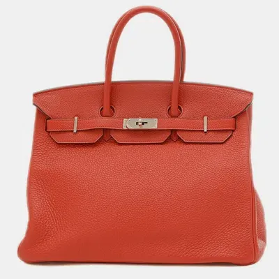 Pre-owned Hermes Rouge Kazak Togo Birkin 35 Handbag In Red