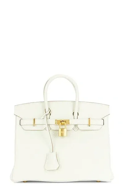 Pre-owned Hermes Togo Birkin 25 Handbag In Cream