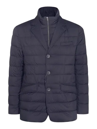 Herno Blue Down Jacket In Negro