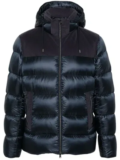 Herno Corduroy-panels Down Jacket In Blue