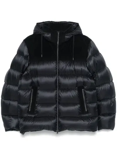 Herno Kids'  Courduroy Panels Jacket In Black