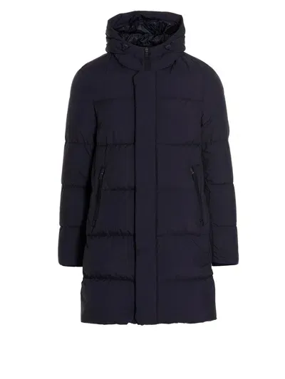 Herno Drawstring Hooded Parka Coat In Blue