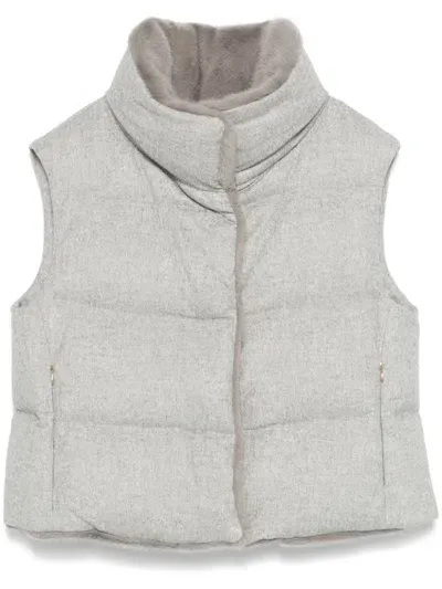 Herno Faux-fur Trim Gilet In Grey