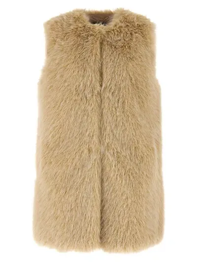 Herno Faux Fur Vest In Neutrals