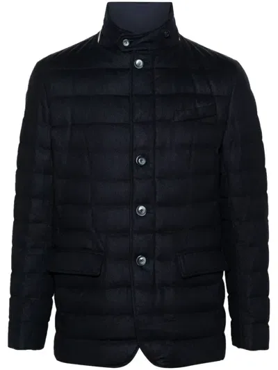 Herno High-neck Quilted Down Jacket In Blue