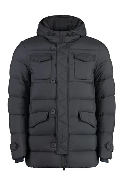 Herno L'eskimo High Neck Hooded Coat In Grey