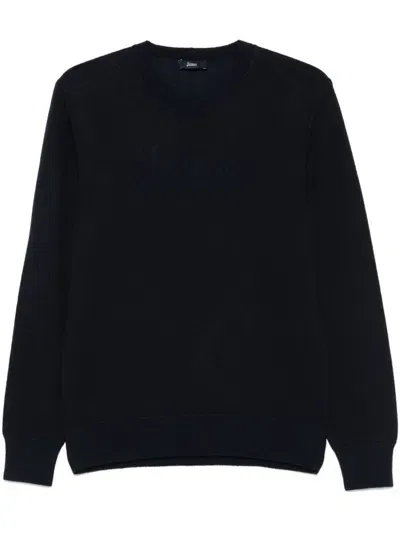 Herno Logo-embroidered Sweater In Blau