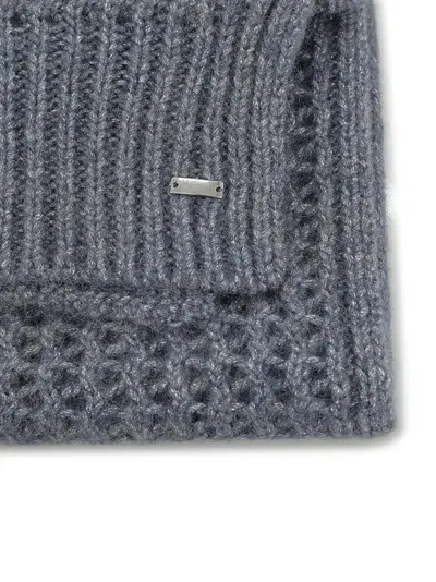 Herno Lurex-detailing Open-knit Scarf In Azzurra