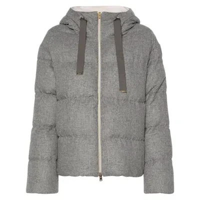 Herno Mélange-effect Puffer Jacket In Grey