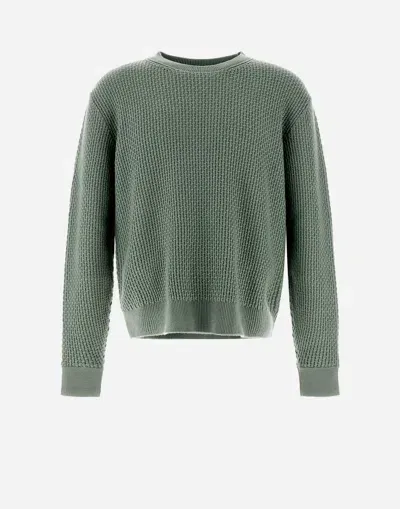 Herno Resort Sweater In Endless Operated Wool In Olive Green