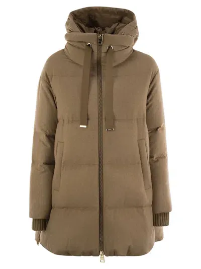 Herno Silk And Cashmere Down Jacket In Camel