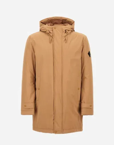 Herno Stretch Sweater Parka In Camel