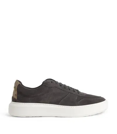 Herno Suede Monogram Logo Sneakers In Grey