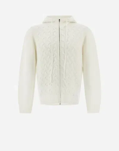 Herno Sweatshirt In Wool Cashmere Cable In White