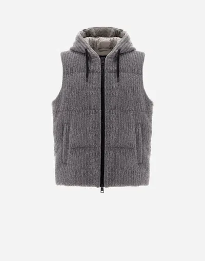 Herno Vest In Weighty Knit In Grey