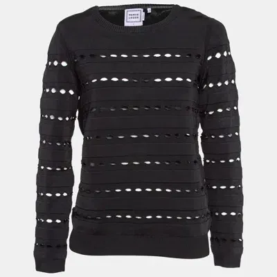 Pre-owned Herve Leger Black Perforated Knit Sweatshirt S