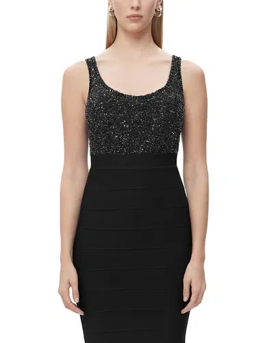 Herve Leger The Fiona Sequin Top In Black