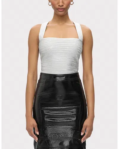 Herve Leger The Serena Top In Silver Foil