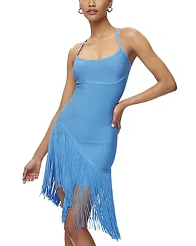 Herve Leger Zoe Fringe Dress In Hydrangea