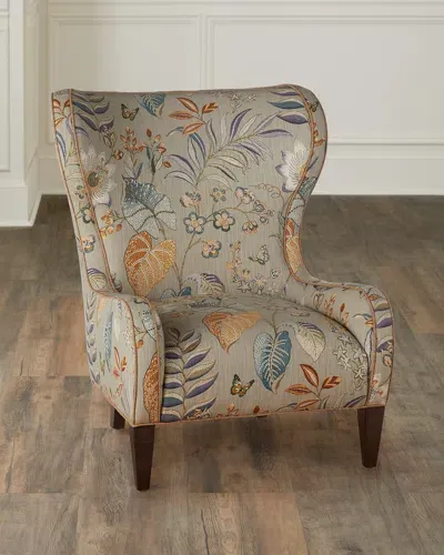 Hf Custom Mia Wing Chair In Gray, Blue Multi